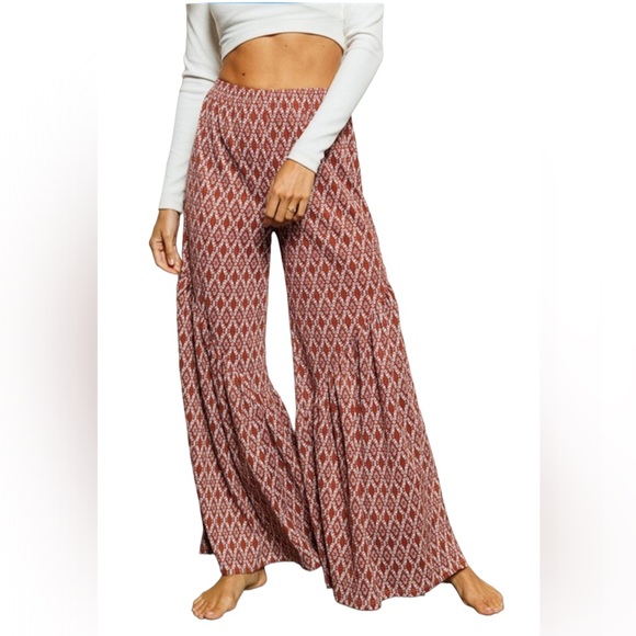 CHICBOMB Pants - BOHO WIDE LEG FLARE PANTS  - HIPPIE RUST